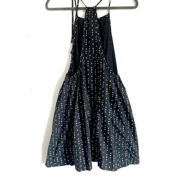 Free People Everlong Trapeze Cotton Mini Dress Smock in Black Combo Size M - Picture 3 of 10